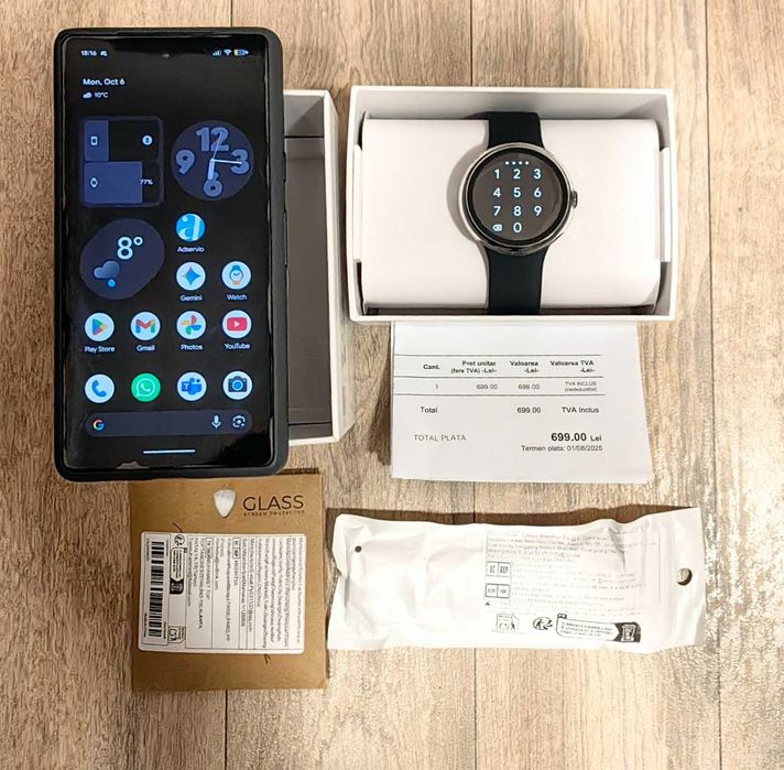 Set telefon Google Pixel 7A și ceas Google Pixel Watch LTE