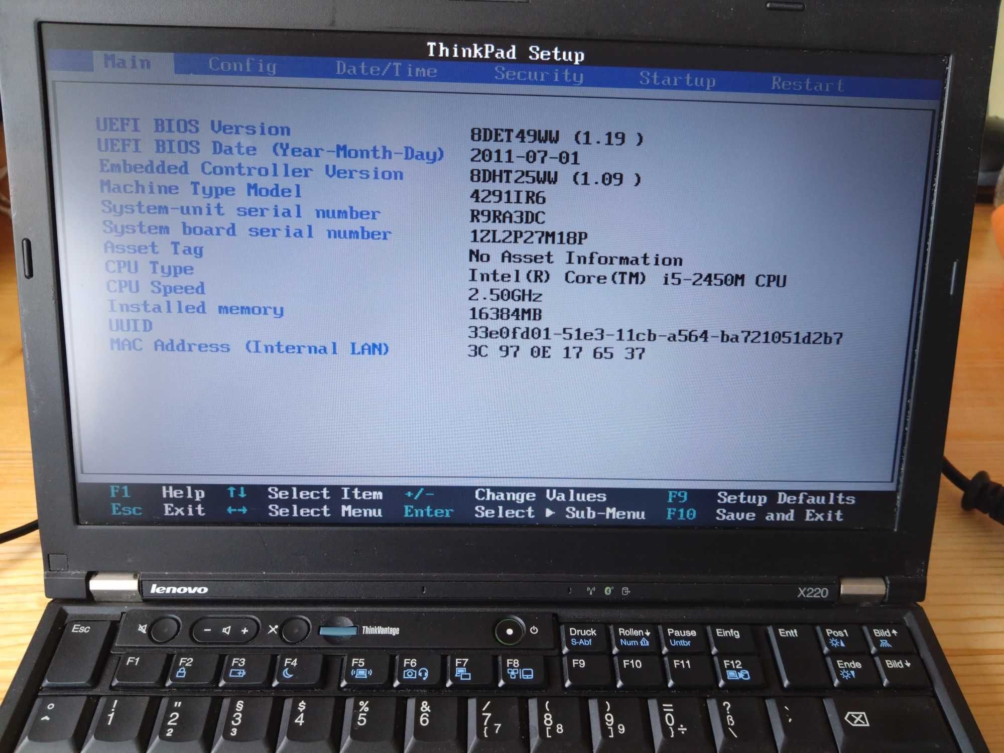 лаптоп Lenovo Thinkpad x220 IPS 16gb RAM, 240gb ssd