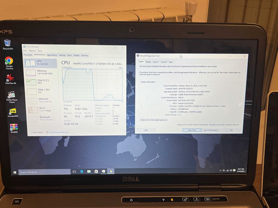 DELL XPS L702X i7 , GeForce GT555M 3GB, 16GB  ram  ssd sau dezmembrez