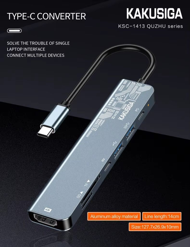Usb Hub   7-in-1  (1xHDMI 4K 30Hz + 4xUSB 3.0)
