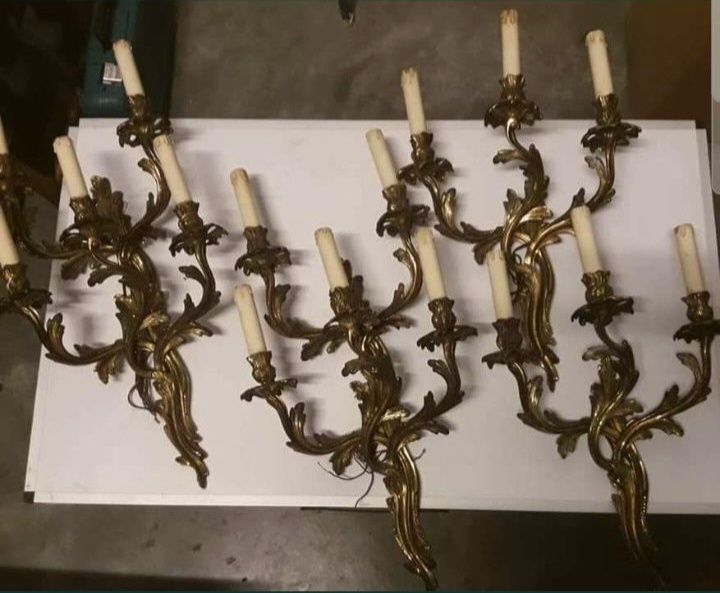 Două perechi de candelabre - aplice din bronz dorè