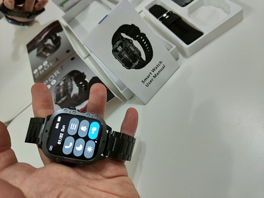 Smartwatch GT Pro 2 Curele Metal + Silicon Bpm Notificări Tensiune etc