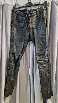 Pantaloni moto din piele cu șnur talie 45 cm