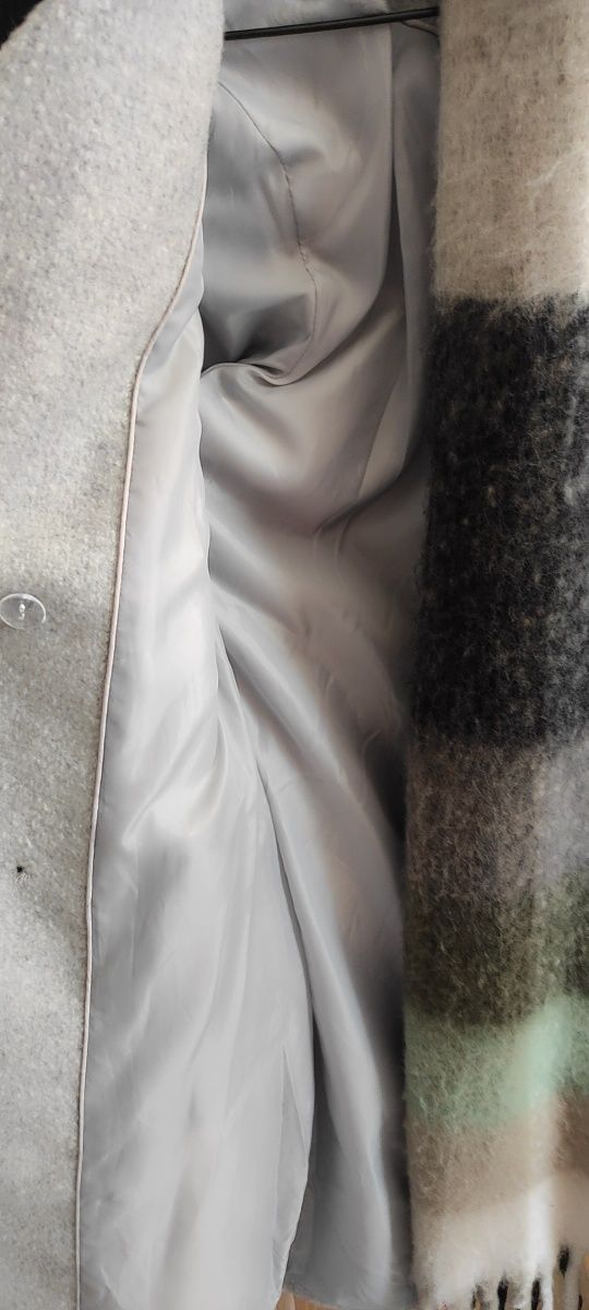 Дамско oversized вълнено палто с шал с вълна