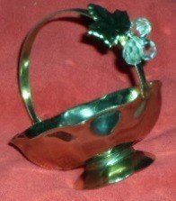 Cosulet bijuterii bomboniera vintage 3 cristale ghinde frunza stejar