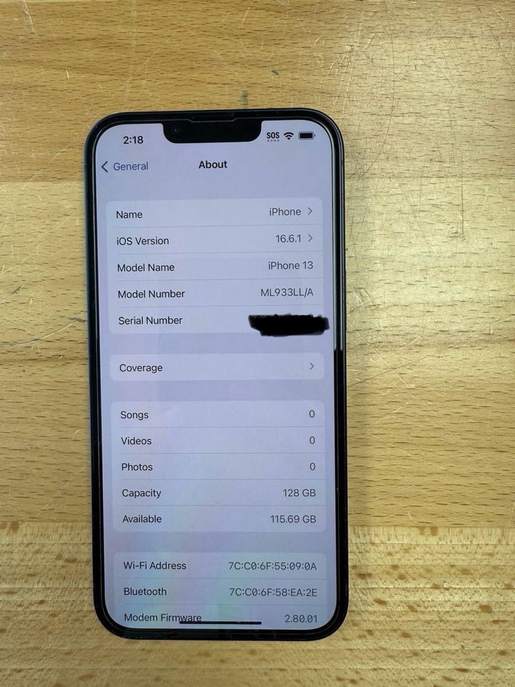 Apple iPhone 13 - 128 GB - Midnight (Metro) - 100% Battery