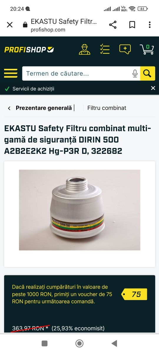 Safety Filtru combinat multi-gamă de siguranță DIRIN 500 A2B2E2K2 Hg-P