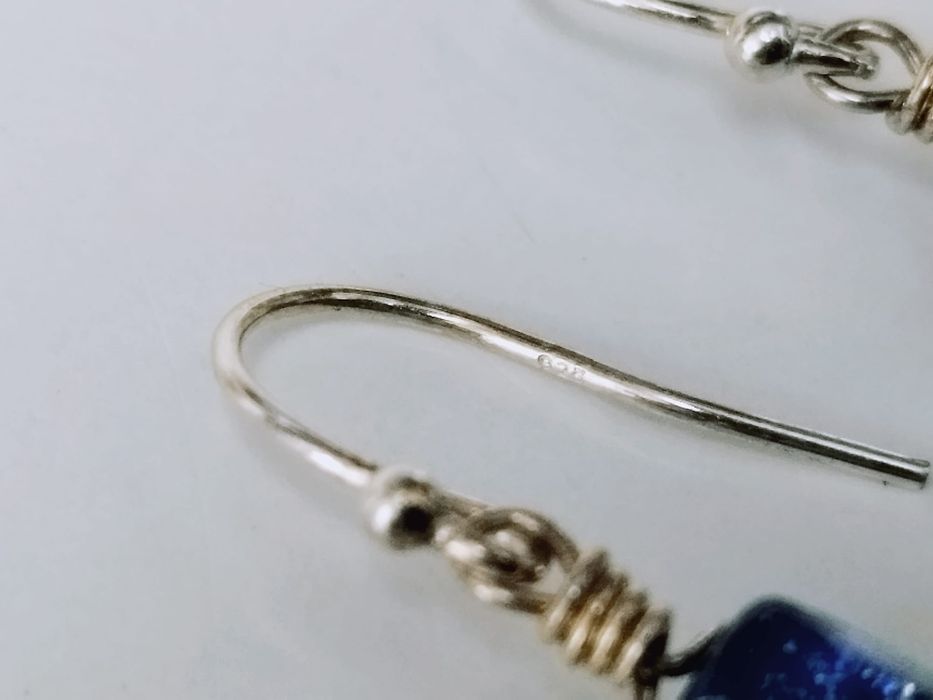 Cercei artizanali din sticla dichroica, Alaska, argint 925