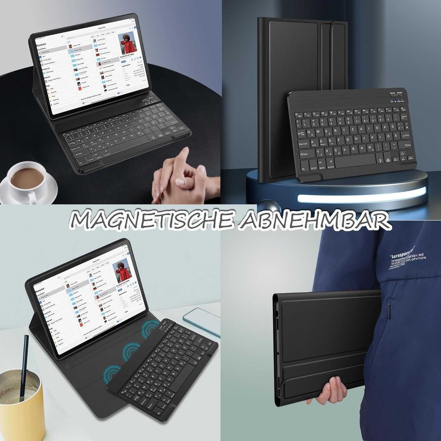 Husă tastatură NUOYOOU Xiaomi Pad SE 11 inch 2023,QWERTZNegru Wireless