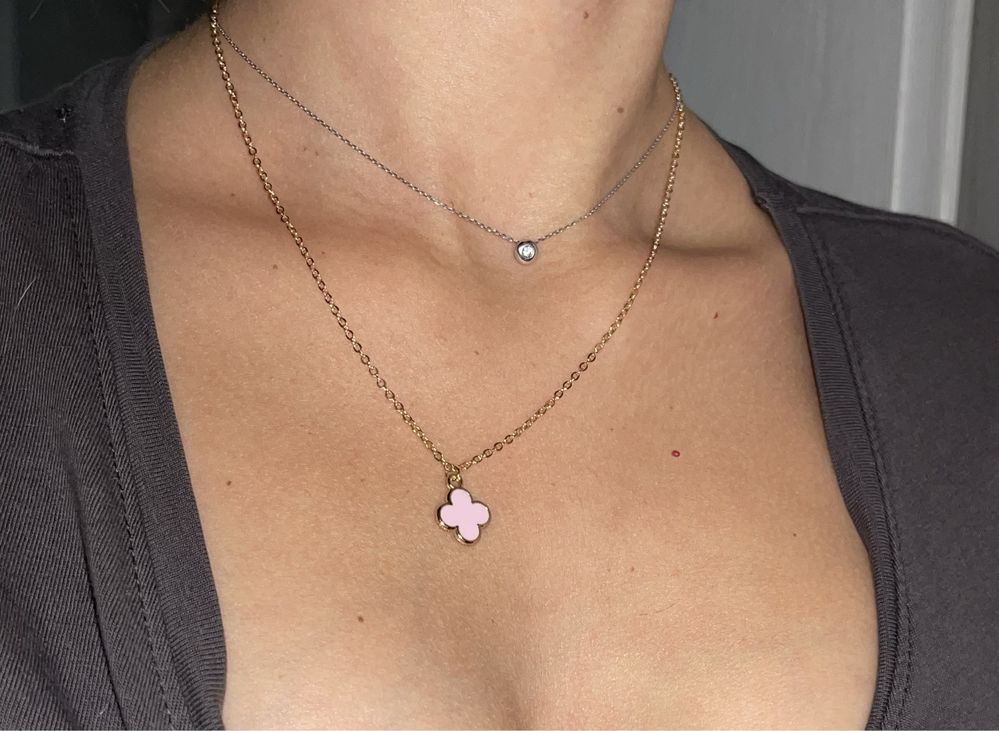 Златисто колие ван клиф van cleef розова детелина синджир бижу