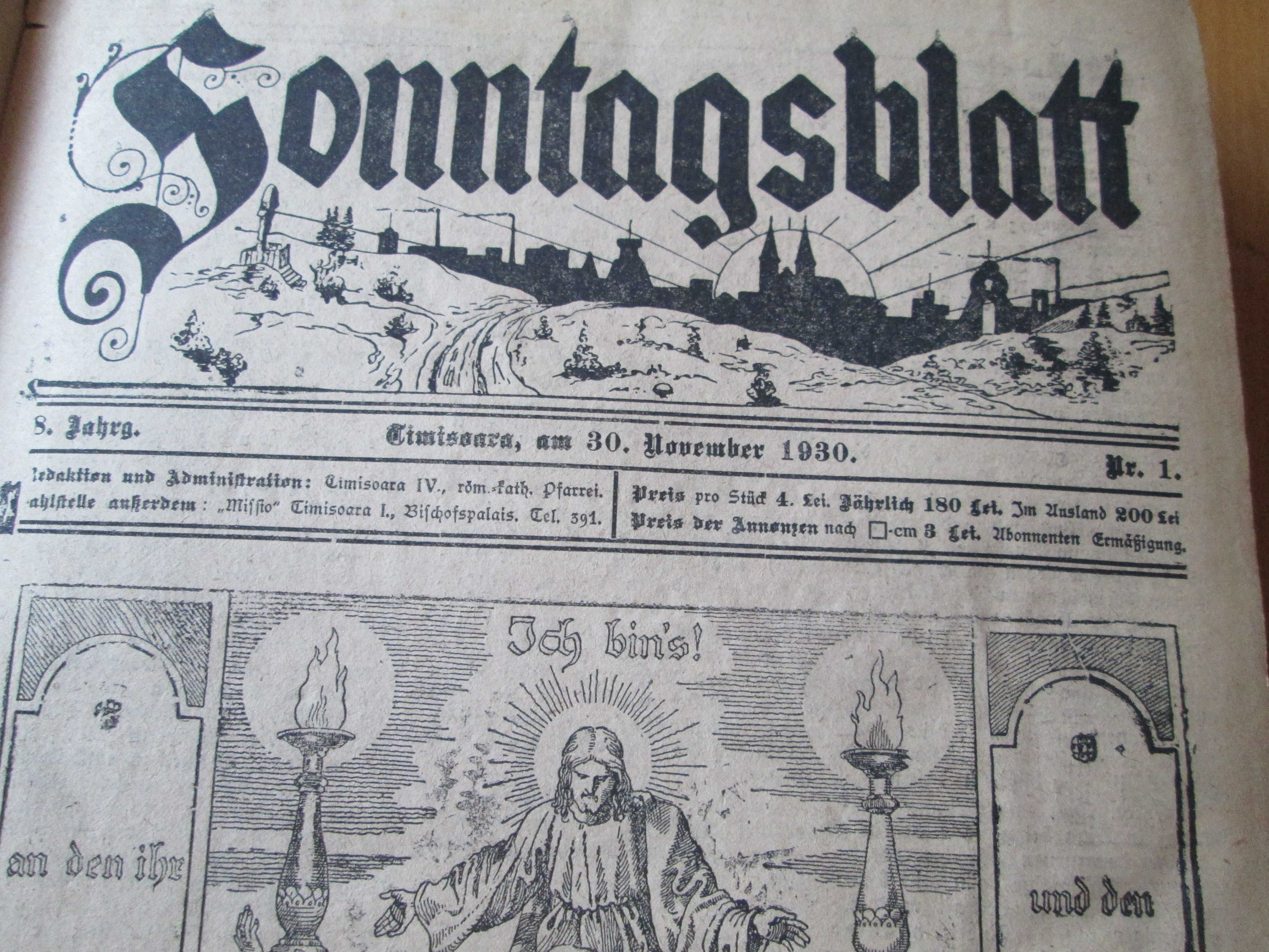 Ziare vechi: Temesvar, Timisoara Sonntagsblatt. Nr. 1-50 din 1930-1931