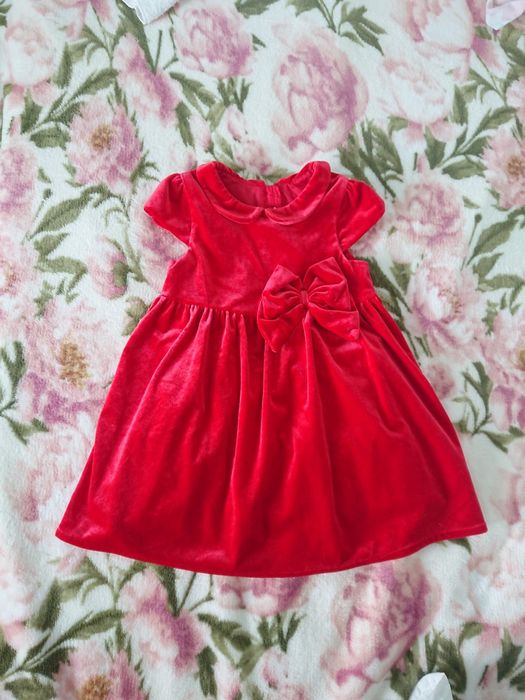 Rochiță roșie de catifea H&M, 80-86 cm, 1-2 ani