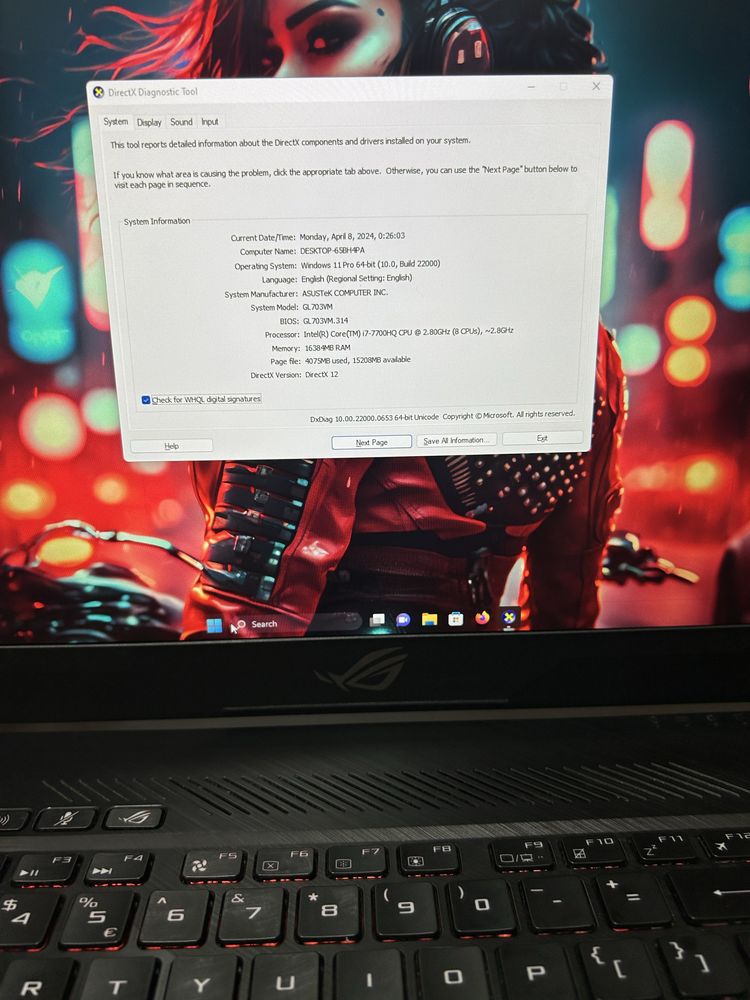 Laptop Asus Strix Display 17,3 pe 144HZ  i7-7700HQ GTX 1060 de 6GB
