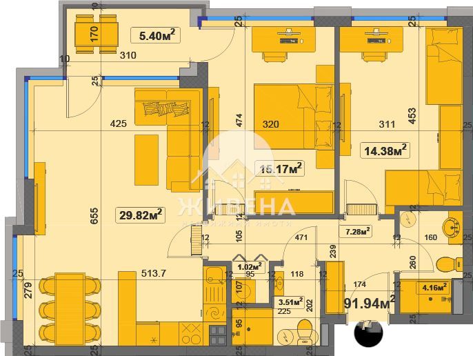 Продавам 3-стаен апартамент, в строеж, преди Акт 14, кв. Чайка