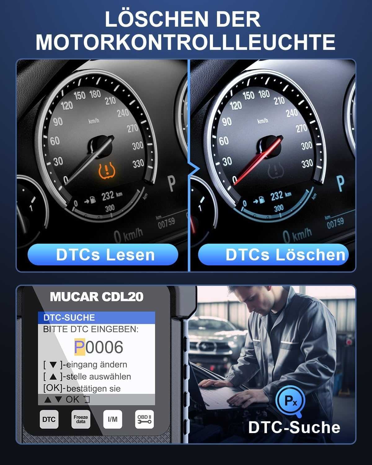 ПРОМО 2г Гаранция Нов Универсален OBD2 Скенер Диагностика UCAR CDL20
