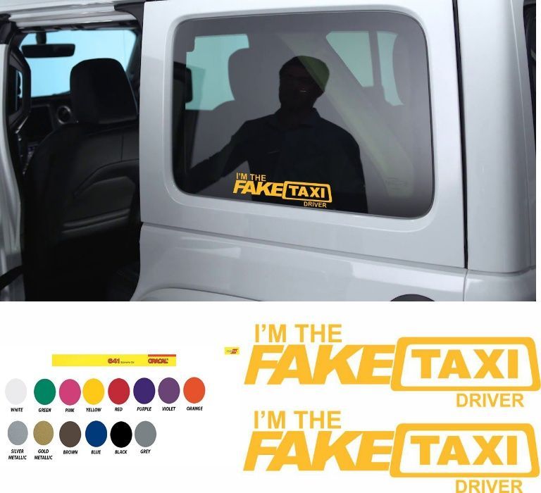Fake taxi стикер 2 броя ауди бмв форд опел audi taxi sticker