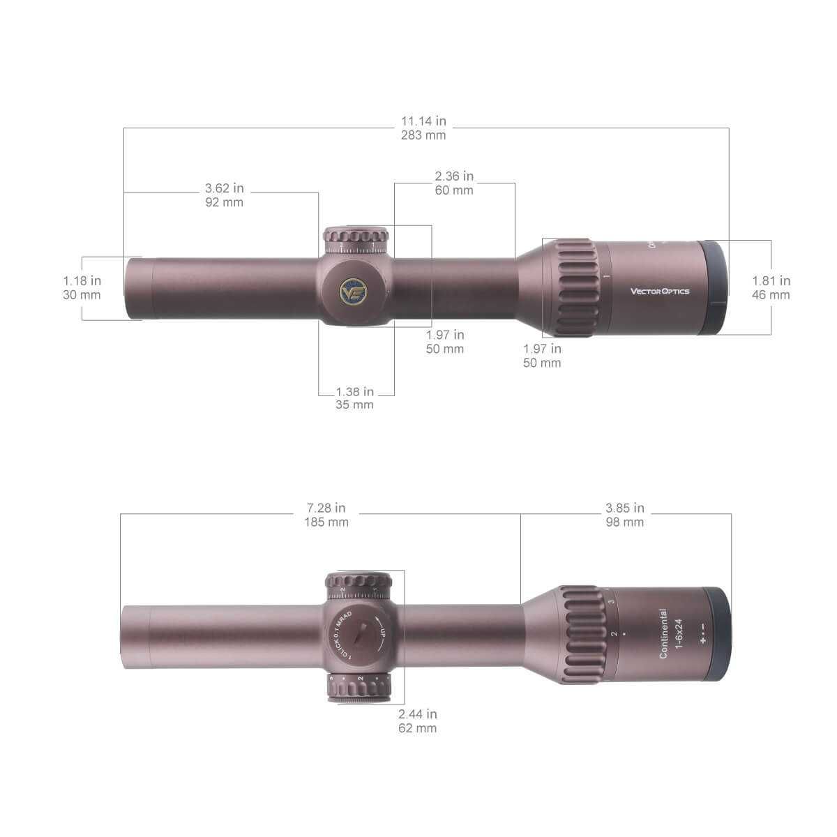 Luneta vanatoare VECTOR OPTICS Continental x6 1-6x24 COYOTE DARK EARTH