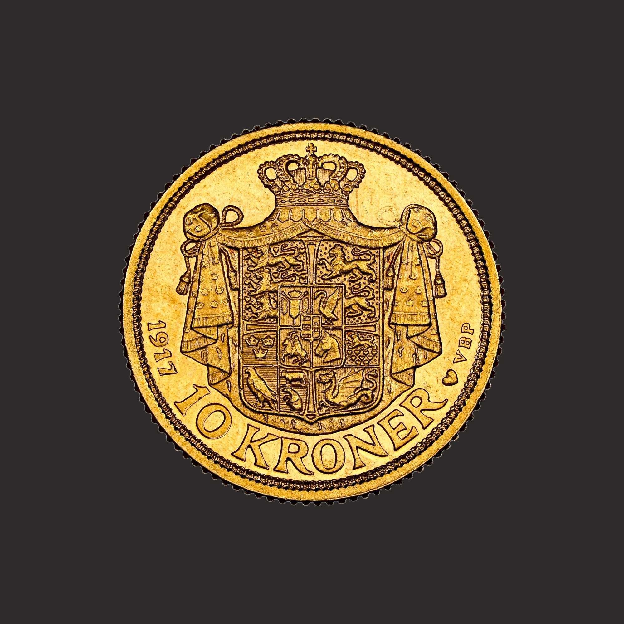 Moneda din aur 10 coroane Danemarca, Christian X- TVA 0%