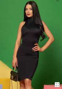 Прекрасна черна рокля АЛЕССА с изкусително изрязани рамене