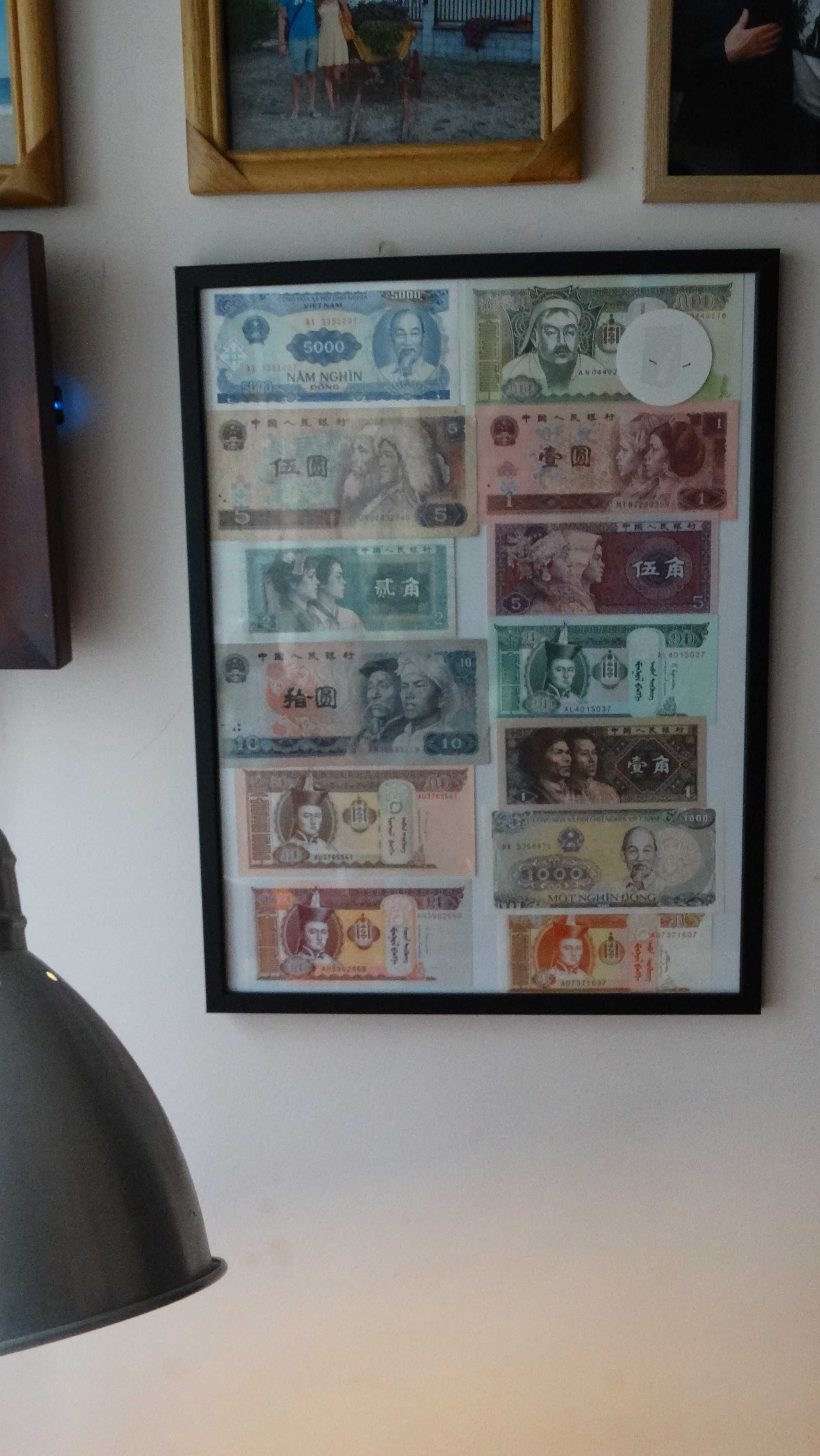Картина пано азиатски банкноти Китай, Виетнам, Монголия