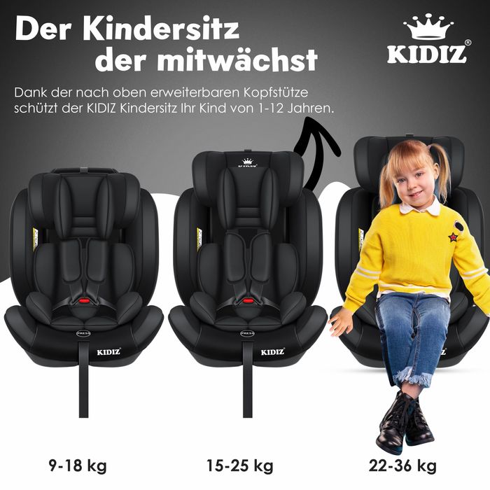 Столчето за кола KIDIZ® Sportsline което расте от 1 до 12 години