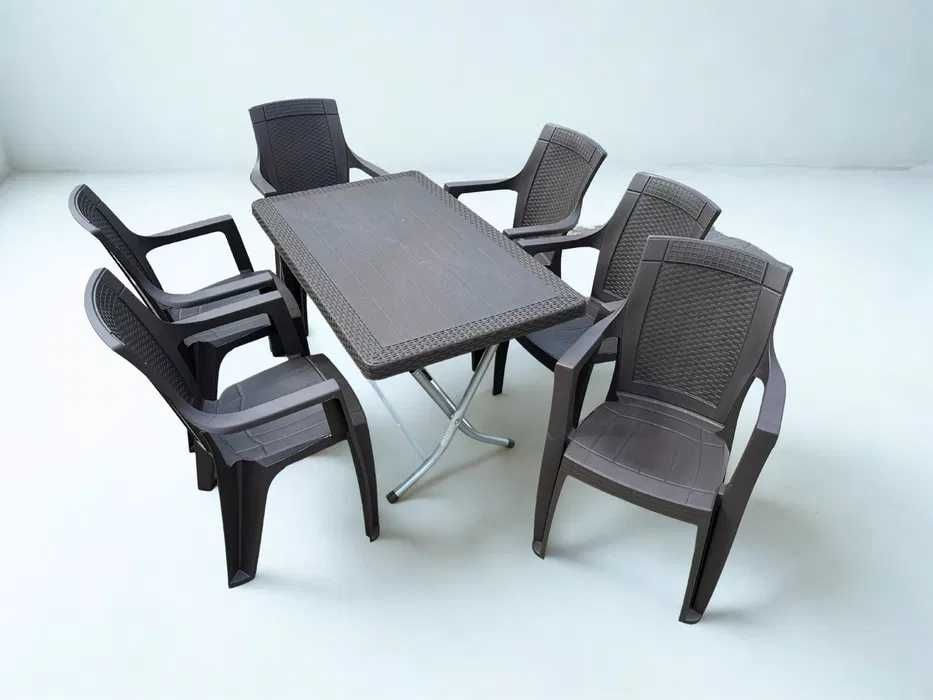 Комплект маса + 6 стола или 4 стола ратан 3 цвята и размери маси мод.7