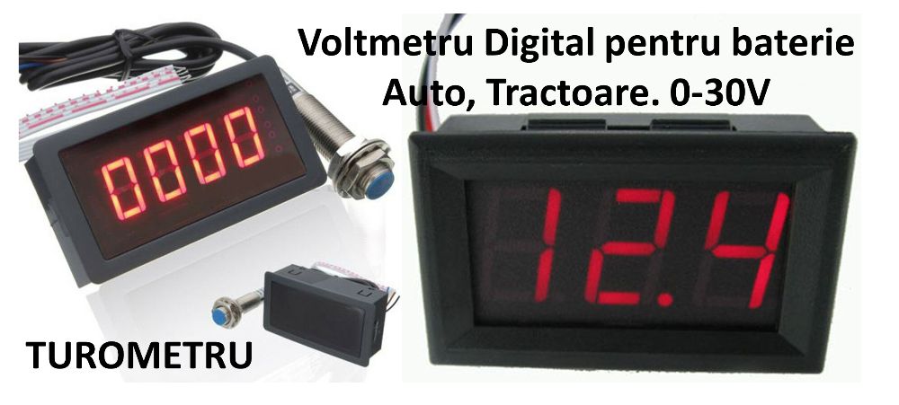 Indicator turatie combine, Voltmetru baterie, Contor ore functionare!