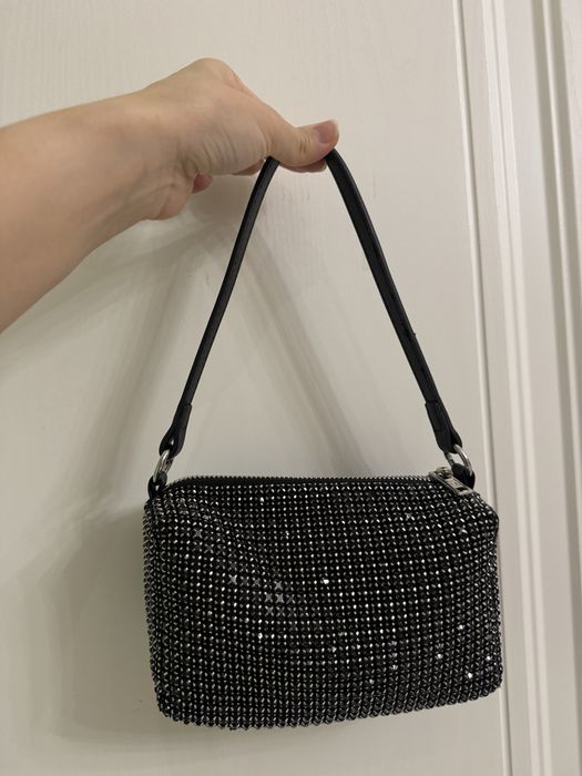 Сумочка с черными стразами, блестящие