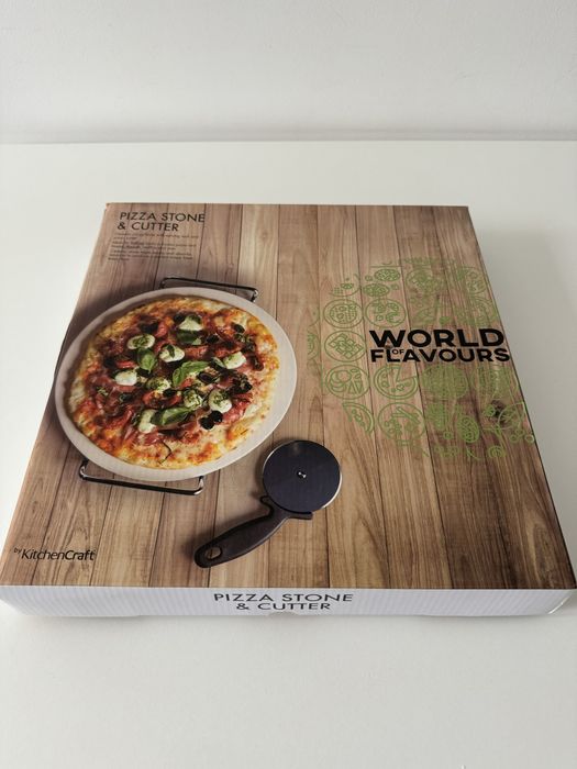 Set piatra de pizza ceramica Kitchen craft 32cm si feliator