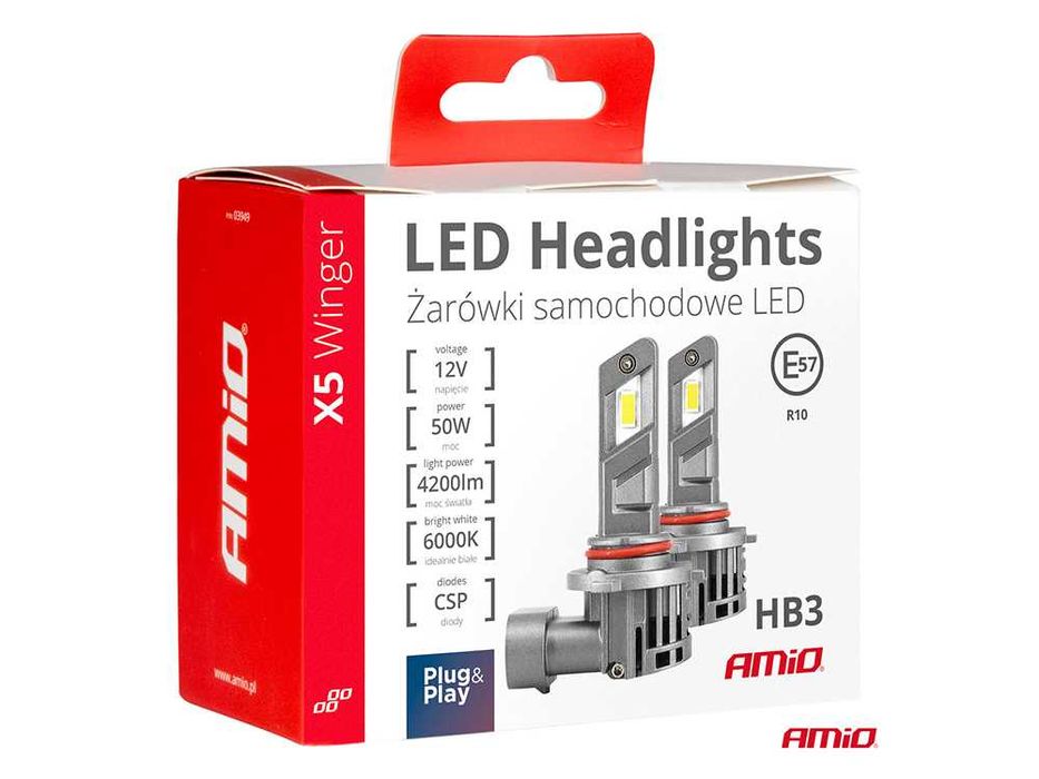 LED крушки HB3 AMIO Winger X5 серия Лед крушка Canbus 40W, 6000K