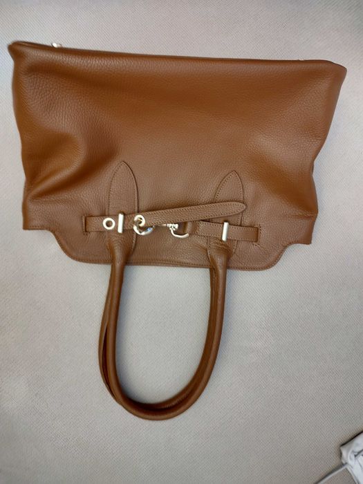 Geanta piele, maro, noua