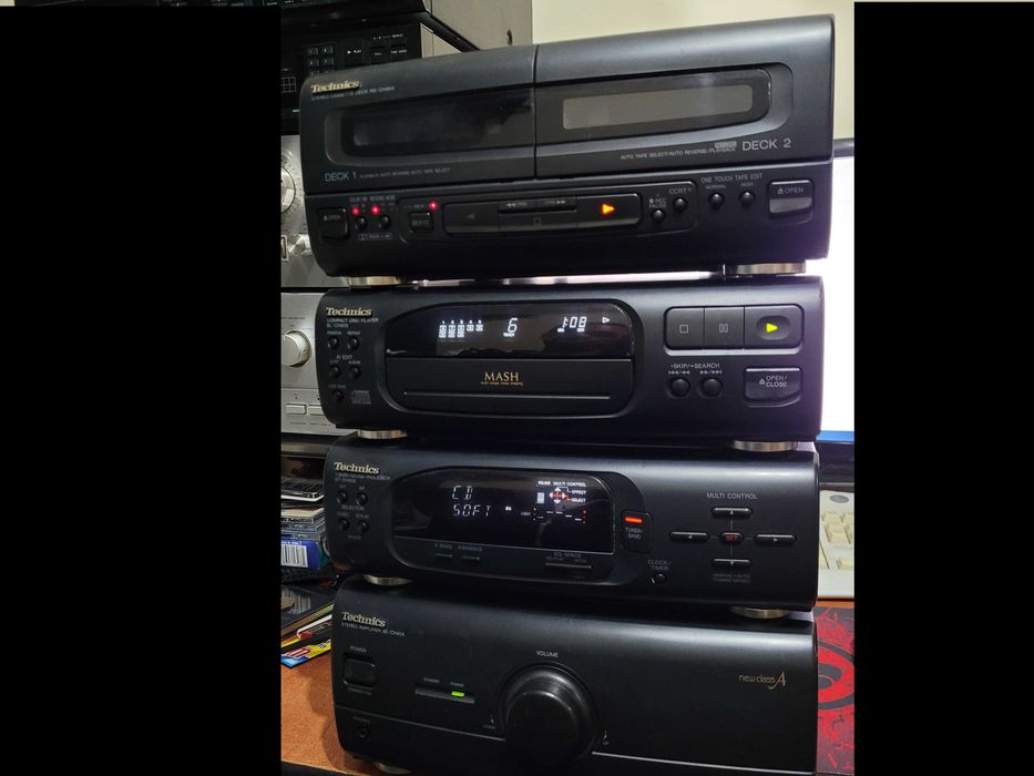 Sistem audio TECHNICS CH-404, dublu deck, cd player,tuner,amplificator