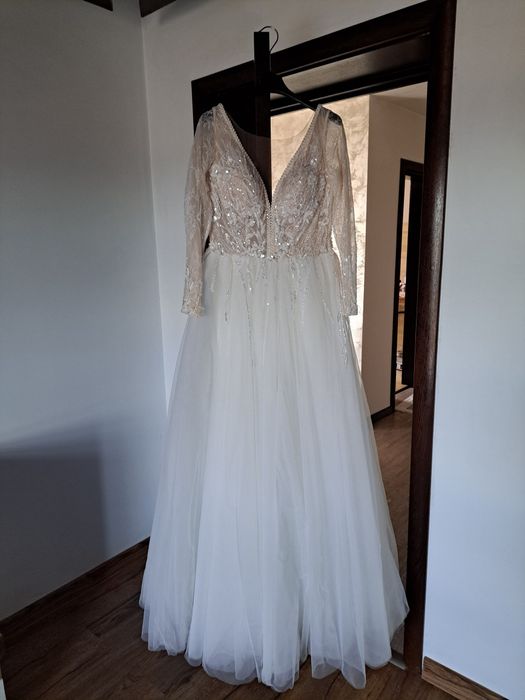 Rochie mireasa panthea Ivoire,mărime 36_38 Cadou voal lung