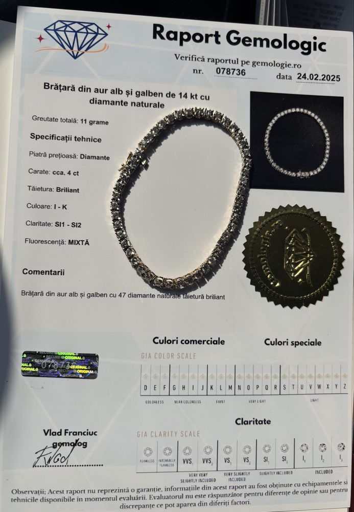 Bratara Tenis MARE cu Aur si 4K Diamante 22cm