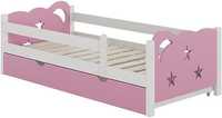 Детско легло джесика, 166 х 86 см с чекмедже и матрак, бяло/розово