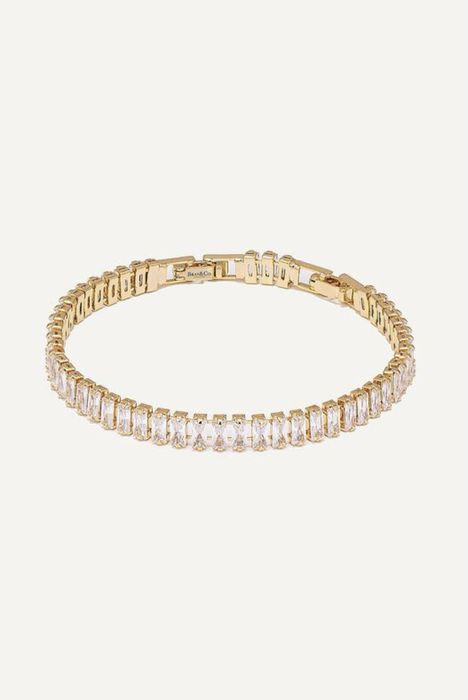 Позлатена тенис гривна / Сребърна 925