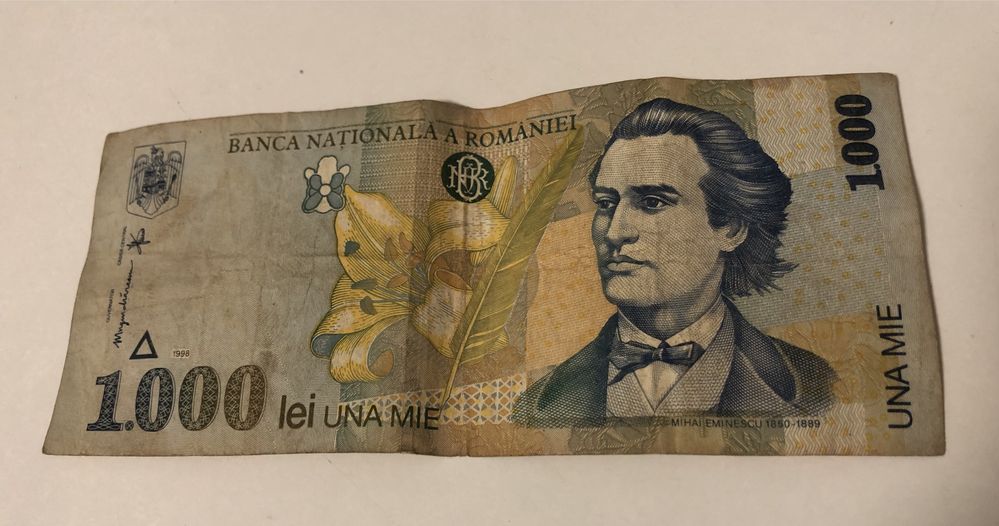 Bancnota 1.000 lei din 1998 cu Mihai Eminescu (transport gratuit)