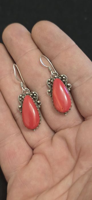 Cercei argint coral