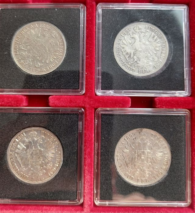 Colectie 8 monede argint Austria 1 Fl. 1881 - 1892 stare f buna