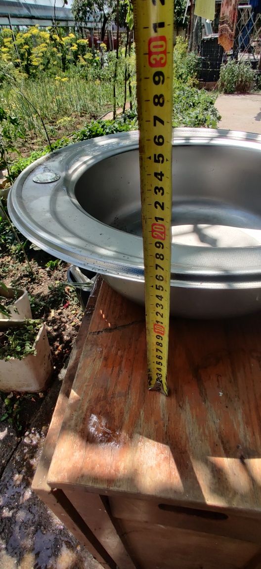 Chiuvetă inox anticalcar Ø50 cm + clipsuri fixare – Nouă, preț fix 60