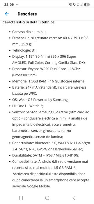 Ceas Samsung Watch 4, 40mm
