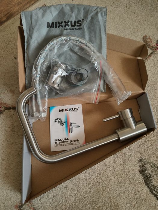 Baterie pentru chiuvetă bucătărie inox, finisaj satinat