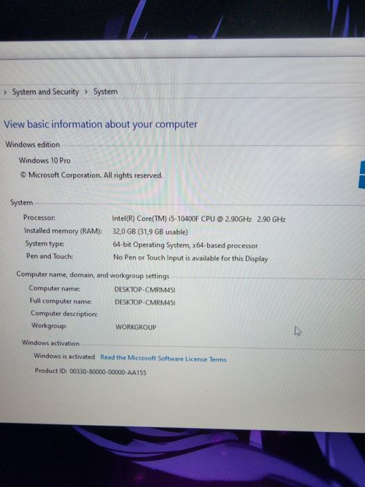 Pc Core i5 10400f. Asus rx6800 16 gb