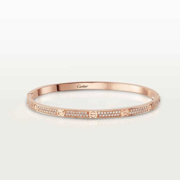 CARTIER Love Small Paved Rose Gold Diamonds Гривна с Отверка
