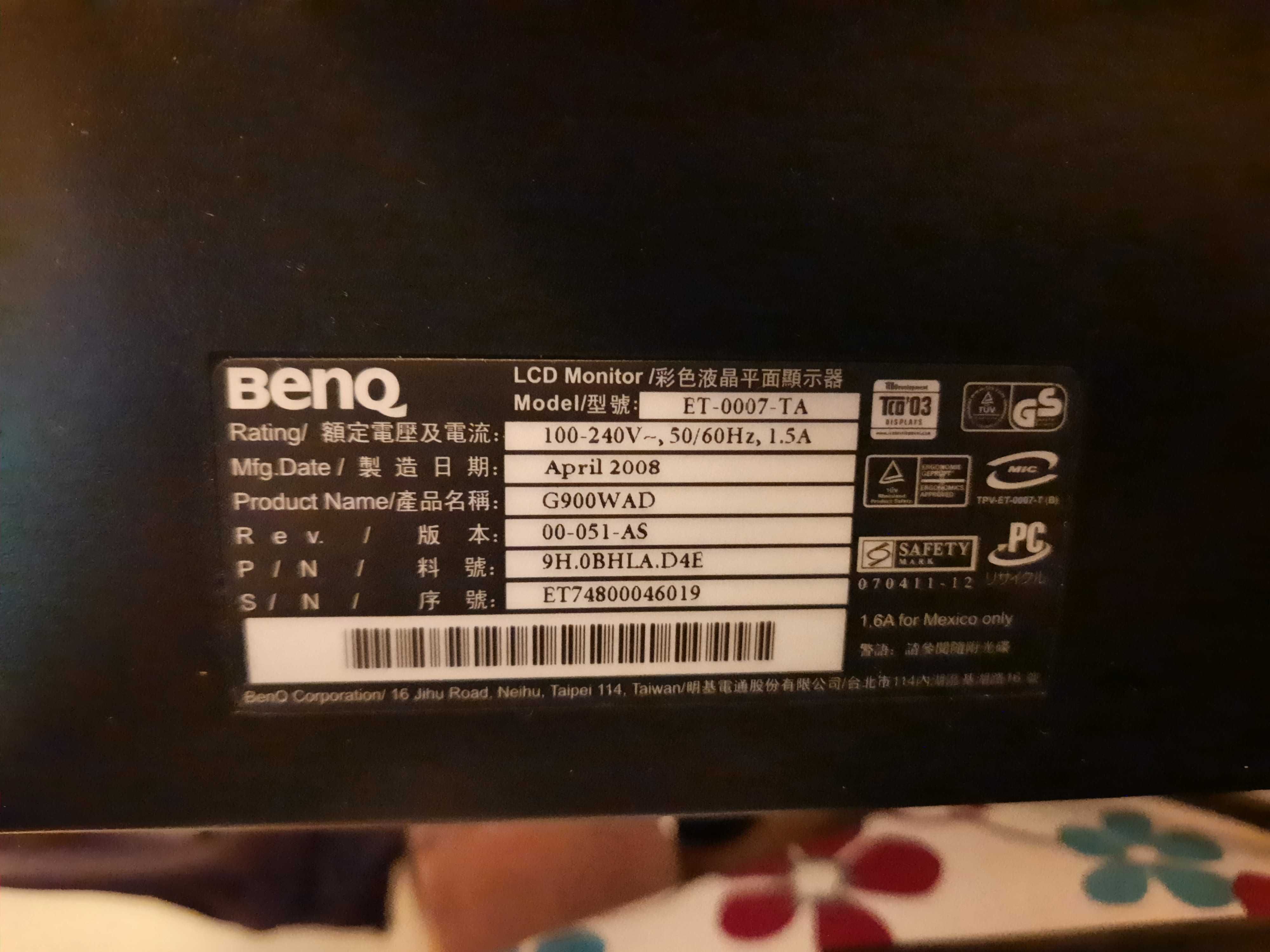 Monitor LCD Benq G900WAD 19'' stare foarte buna