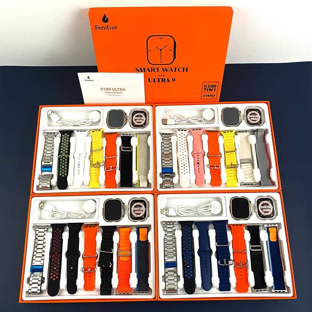 Смарт часовник / Smart Watch S100 Ultra с Комплект от 7бр Каишки
