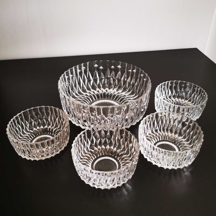 Set 4 + 1 boluri desert cristal Bohemia