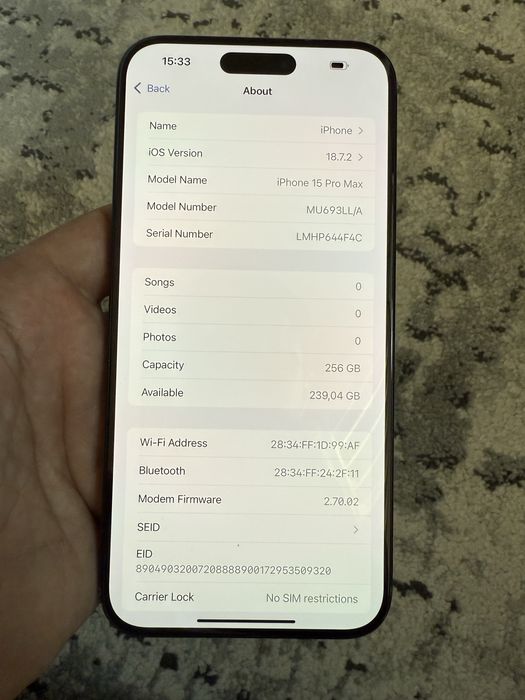 iPhone 15 Pro Max 256gb LL/A