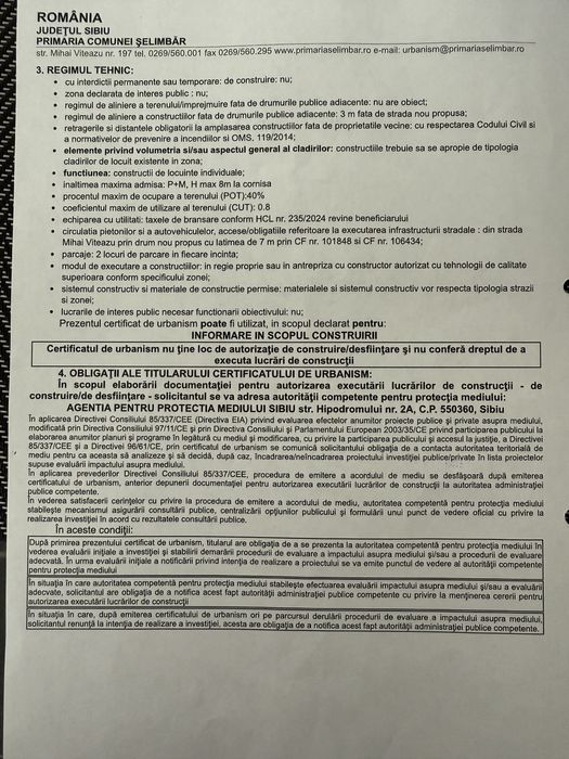 Vand parcela in Selimbar