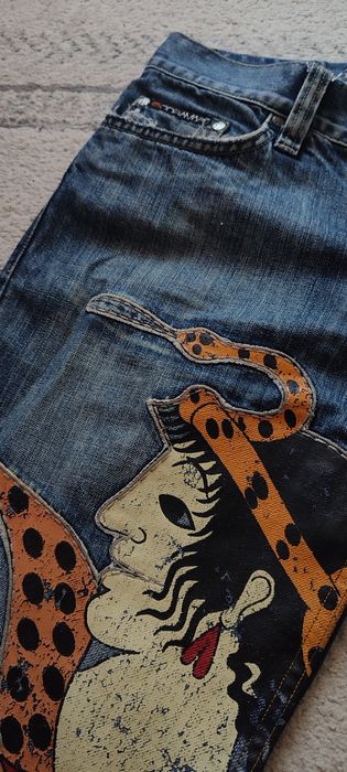 Blugi Flared Embroided Vintage Designer Italian